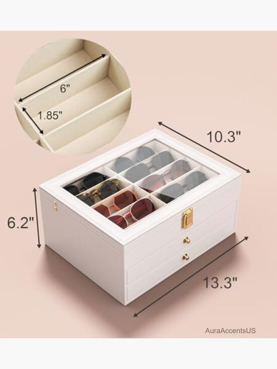 30 Slots Sunglass Organizer See-through Display Case Storage Box main image 4